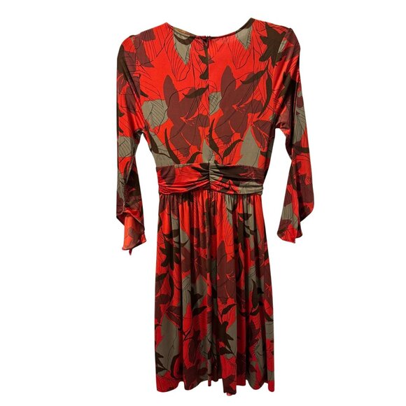 Zara Basic Womens Red & Brown Floral Wrap Dress Size Small dress - Picture 8 of 11